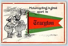 c1950's Motorcycling Is Great Sport In Tracyton View Washington Pennant Postcard picture