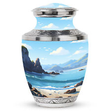 Decorative Urn For Human Ashes Sunny Coastal Cliffs (10 Inch) Large Urn picture