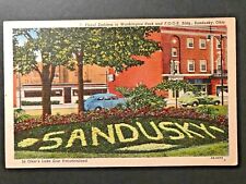 Postcard Sandusky OH - Floral Emblem in Washington Park & F.O.O.E. Building picture