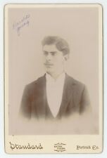 Antique c1880s ID'd Cabinet Card Handsome Young Man Mustache Named Harold Young picture