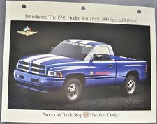 1996 Dodge Ram Indy 500 Special Pickup Truck Brochure Sheet Nice Original 96 picture