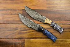 2Pcs Handmade Damascus Steel Hunting/Camping Skinner Knife - Wood Handle R-5049 picture