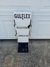 1930's Gulf Oil Gulflex Porcelain Service Station Grease Gun Display Rack Sign picture