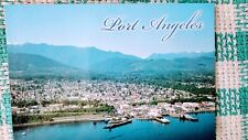 VINTAGE POST CARD AERIAL VIEW OVERLOOKING PORT ANGELES WASHINGTON picture