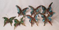 Butterfly Holiday Ornaments Decor 7 PC Mixed Lot Glittered Ornate Shiny 6