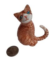 Vtg Orange Striped Tabby Cat Fine Bone China Figurine 3