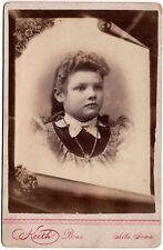 CIRCA 1890s CABINET CARD KEITH CUTE YOUNG GIRL ORNATE MASQUE ALTA IOWA picture