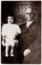RPPC POSTCARD CIRCA 1910s GRANDFATHER AND GRANDAUGHTER NAMED UNMARKED picture