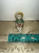 Adorable 3” Vintage Bisque Shelf Sitter Fishing Boy Made in Occupied Japan picture