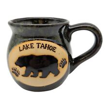 Lake Tahoe Bear Paw Print Coffee Mug, 16oz Large Green Brown Embossed Souvenir picture
