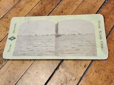 Antique Stereoscope Stereoview Card New York Harbor w Stea and Sailing Ships picture