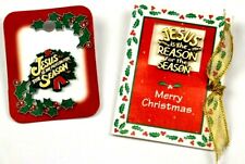 JESUS IS THE REASON FOR THE SEASON Lot Of 2 Pin Badge Merry Christmas New  picture