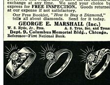 1904 DIAMOND Ring Jewelry Wedding George Marshall Chicago Original PRINT Ad 3448 picture
