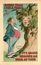 Tuck Postcard Everytime 182 Artist Dwig Fat Man Sees Womans Face in Tree picture