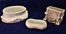 Three Unique Porcelain Victorian Salt Cellar Fairings or Souvenirs c. 1885 picture
