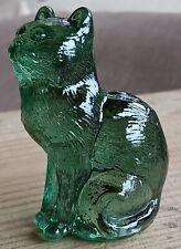 Solid Glass Sitting Kitty Cat Kitten Airbrushed Green - Mosser USA picture