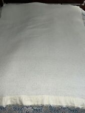 vtg CONCORD MILLS Yellow Thermal 100% Cotton Blanket Satin Trim 61X78