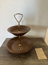 Vintage American Black Walnut 2 Tiered Candy/Nut Dish 1950-1960 picture
