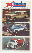 1974 Chevy TRUCKS 3 Models Multi-View: Original Dealer Promo Postcard Unused VG+ picture
