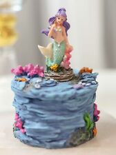 Beautiful Mermaid Mergirl Sitting On Rock By Corals Mini Decorative Box Figurine picture