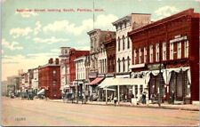 1912, Saginaw Street Looking South, PONTIAC, Michigan Postcard picture