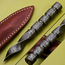 Handmade Damascus Twisted  Spiral  Fixed Blade Dagger Kris Blade Knife w/t Sheat picture