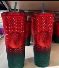 Green Red - 2022 Starbucks 24oz Cold Drink Cup Studded Tumbler Christmas Gift picture