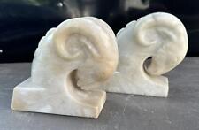 Pair of Vintage Antique Italian Marble or Alabaster Figural Ram Bookends picture
