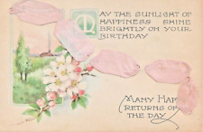 A Hand Applied Flowers Embellisd Sequine 4 Layer Birthday  Postcard - 771 picture