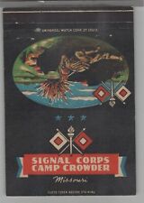 Matchbook Cover - Post Card - US Army Camp Crowder Signal Corps Missouri picture