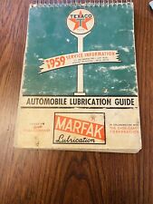 Texaco Vintage 1959 Marfak Automobile Lubrication Service Guide Gas Oil picture