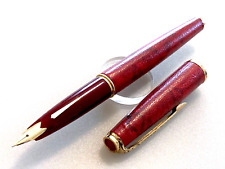 PLATINUM 14K F  1970's fountain pen dark red  leather axis  from JAPAN picture