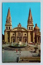 Guadalajara Jalisco Mexico City Hall Plaza Cathedral Fountain Chrome Postcard picture
