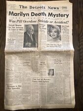 August 6 1962 Original Newspaper Marilyn Monroe Death -Detroit News/2 sections picture