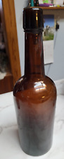 Vintage  Amber Whisky Blob Top Bottle Tapered Top Beverage Brown Bottle picture