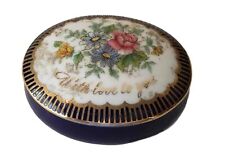 Vintage Avon Blue Oval Porcelain Trinket Box With Love To You Mothers Day 1986 picture