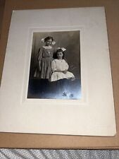Antique Cabinet Card Photo PortraitMysterious Cheeky Young Girls with Hair Bows picture