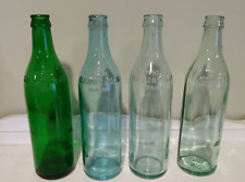 Vintage Clicquot Club Trade Mark Glass Soda Bottle Embossed Green Lot of 4 picture