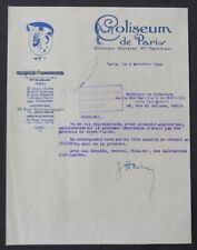PARIS 1924 Coliseum de Paris DUQUE Dancing Hartman Illustrated Invoice 74 picture