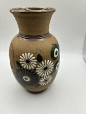 Beautiful LARGE Tonala Mexican Pottery Vase,  8 inches tall Flowers Butteryfly picture