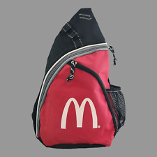 McDonalds Logo Small Canvas Backpack Crossbody Sling Bag Red Black White picture