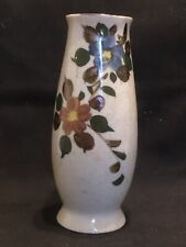 Vintage Speckled Stoneware Hand Painted Floral Vase 9.5” Tall Japan picture