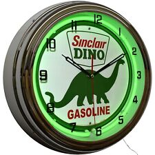 Sinclair Dino Gasoline Neon Clock Man Cave Garage Decor (16