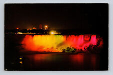 Chrome Postcard Illuminated American Falls Niagara Ontario CA picture