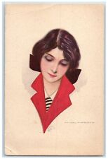 c1910's Pretty Woman Short Hair Handpainted Nanni Italy Vintage Postcard picture