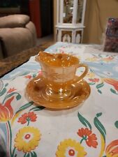 Vintage Sheaves of Wheat Peach Lustre Creamer and Saucer in Pristine Condition  picture