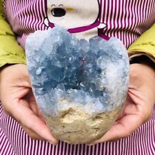 2.59LB Natural Beautiful Blue Celestite Crystal Geode Cave Mineral Specimen 208 picture