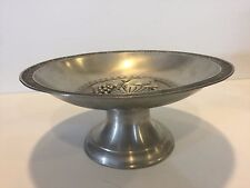 Vintage 95% Etain Pewter Fruits Centerpiece Footed Bowl, 11 7/8
