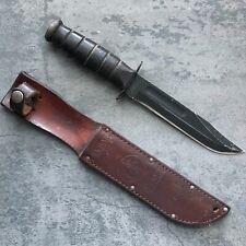 USMC Ka-Bar, KABAR Olean NY Fixed Blade Knife w/ Original Leather Sheath 12