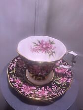 VINTAGE Royal Albert Provincial Flowers Fireweed Footed Tea Cup & Saucer 1975 picture